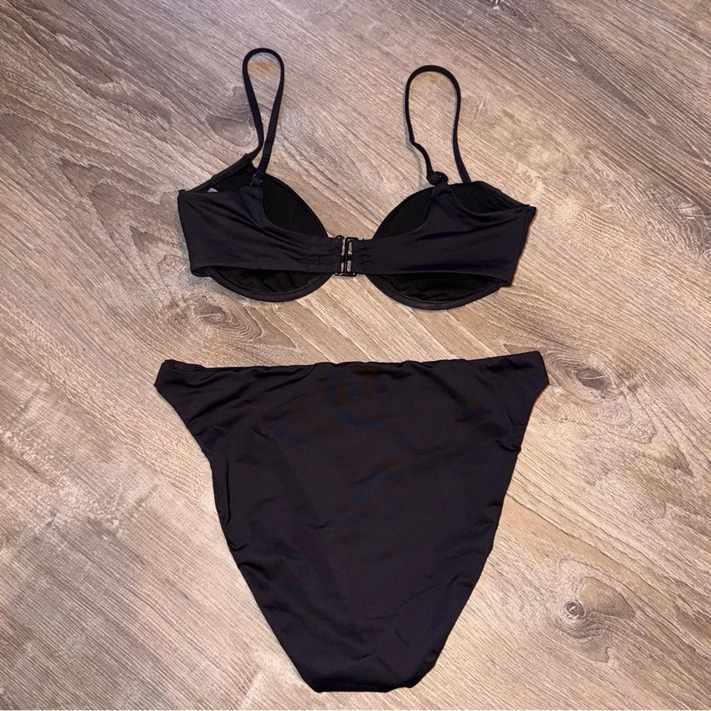 Good American bikini set show curve top better bottom black S/M (1/2) - Picture 4 of 15